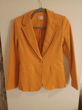 Alice And Olivia Jeans Tangerine Orange Cotton Blazer Lined One Button Size 6